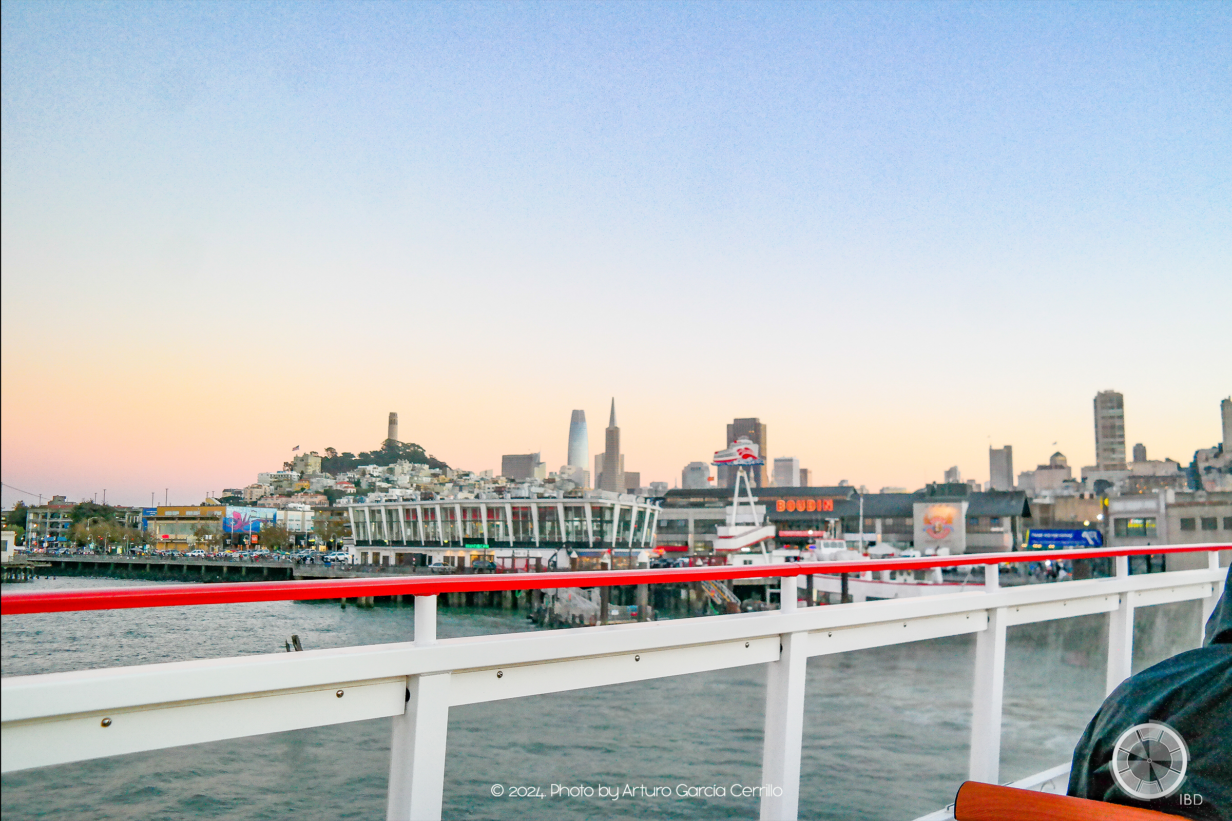 Picture of city of San Francisco taken from a boat