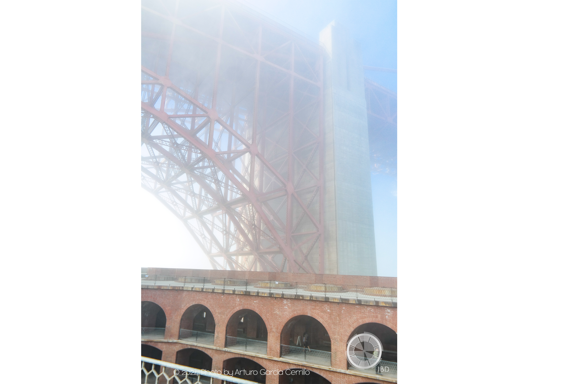 Vertical picture at the top of Fortress. Bridge construction shown