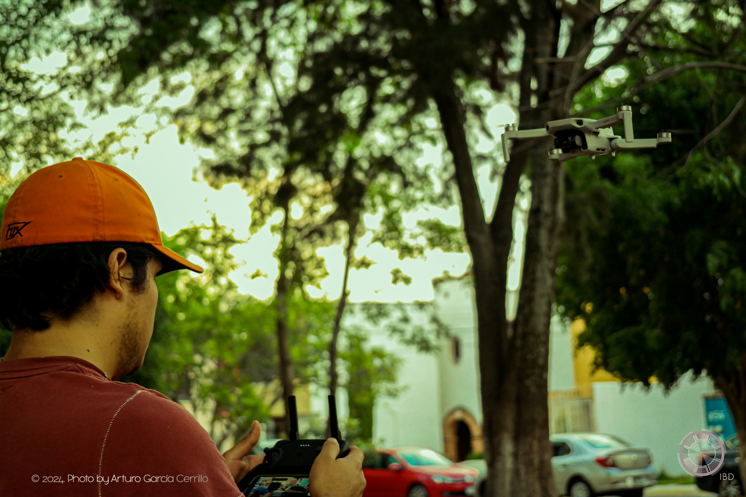 Portrait of guy controlling a drone